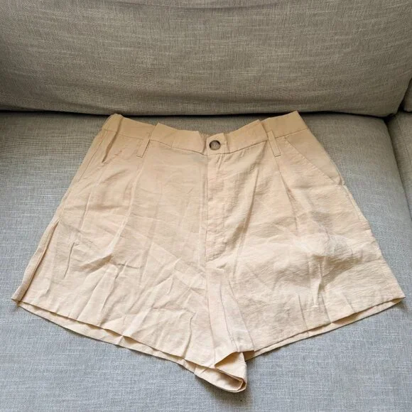ZARA off-white/cream Silky-feel Bermuda shorts Women’s XL - Picture 7 of 8